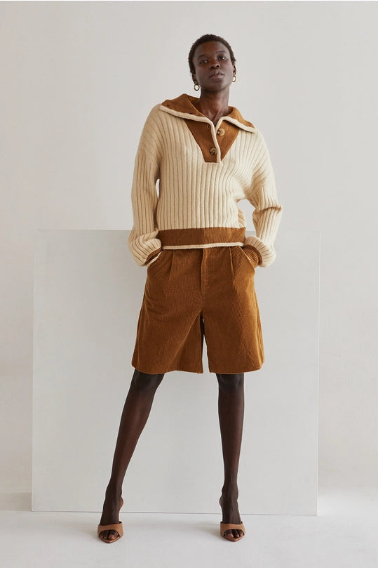 IRIS FUNNEL NECK CONTRAST SWEATER