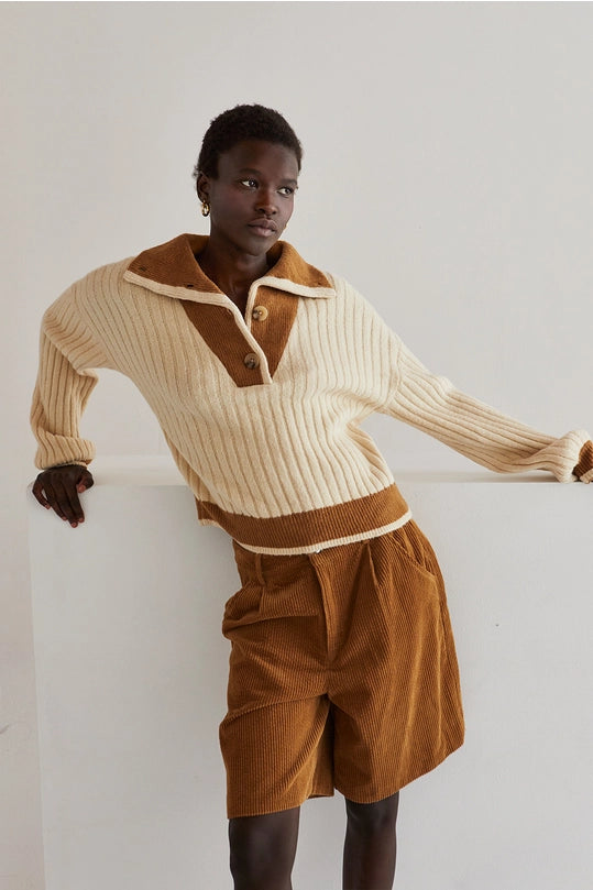 IRIS FUNNEL NECK CONTRAST SWEATER