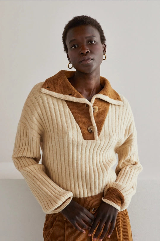 IRIS FUNNEL NECK CONTRAST SWEATER
