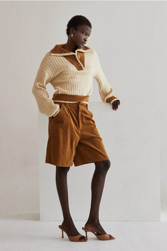IRIS FUNNEL NECK CONTRAST SWEATER